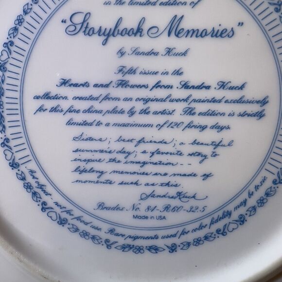 VTG 1992 Reco Storybook Memories Limited‎ Edition Collector Plate  Sandra Kuck - Picture 6 of 6